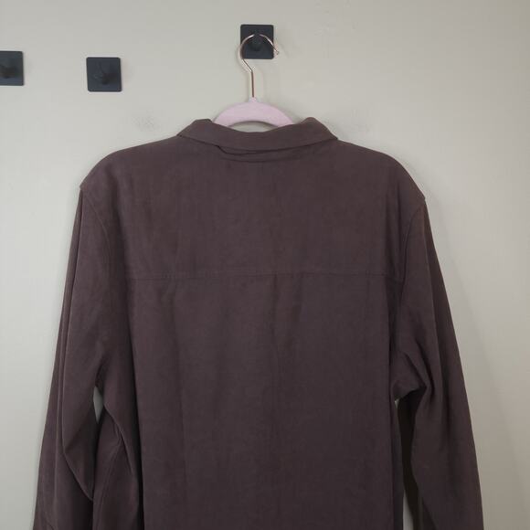 Denim & Co. Collared Shirt with Side Slits in Brown Size L - Picture 7 of 9
